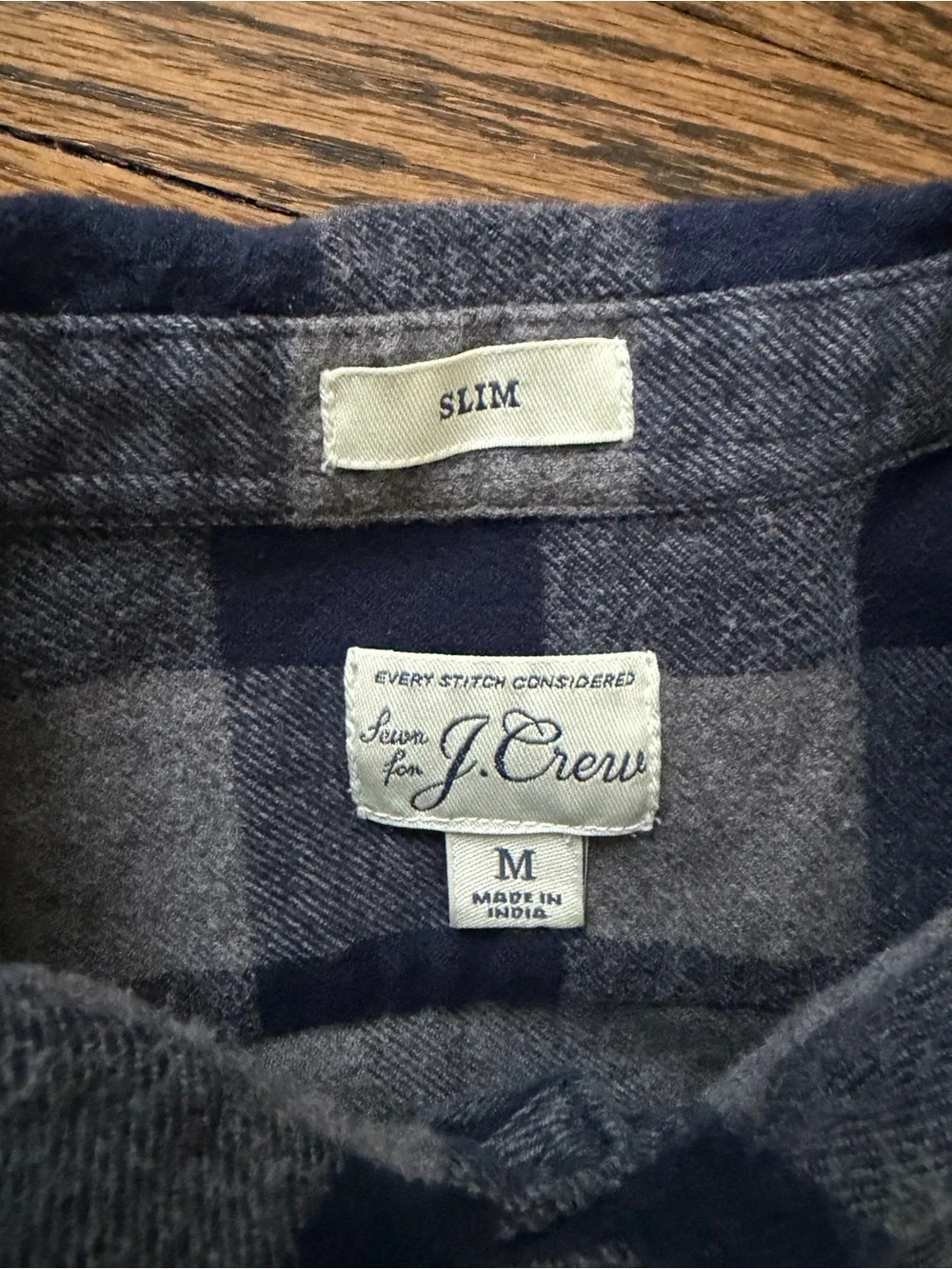 Men's J Crew Medium Slim Navy and Gray Plaid Button-Up Shirt